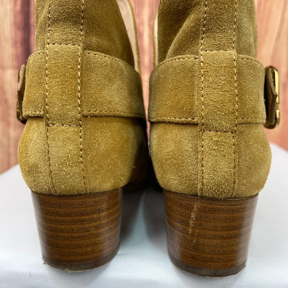 Marc Jacobs ginger tan suede interlock booties women’s size 8.5 brand size 38.5 - Picture 5 of 17